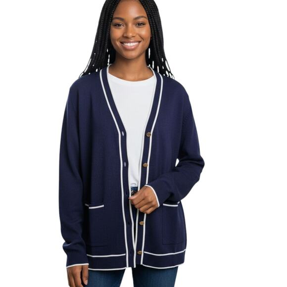 Merokeety Nautical Cardigan Blue Womens Size Large - Picture 1 of 5